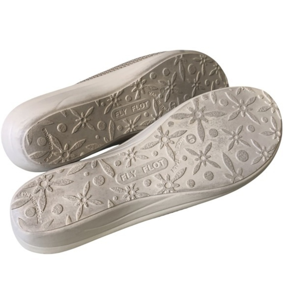 Fly Flot Ladies Size 40 US 9 Tan Fabric Mules Casual Rubber Comfort Slides Italy - Picture 7 of 12
